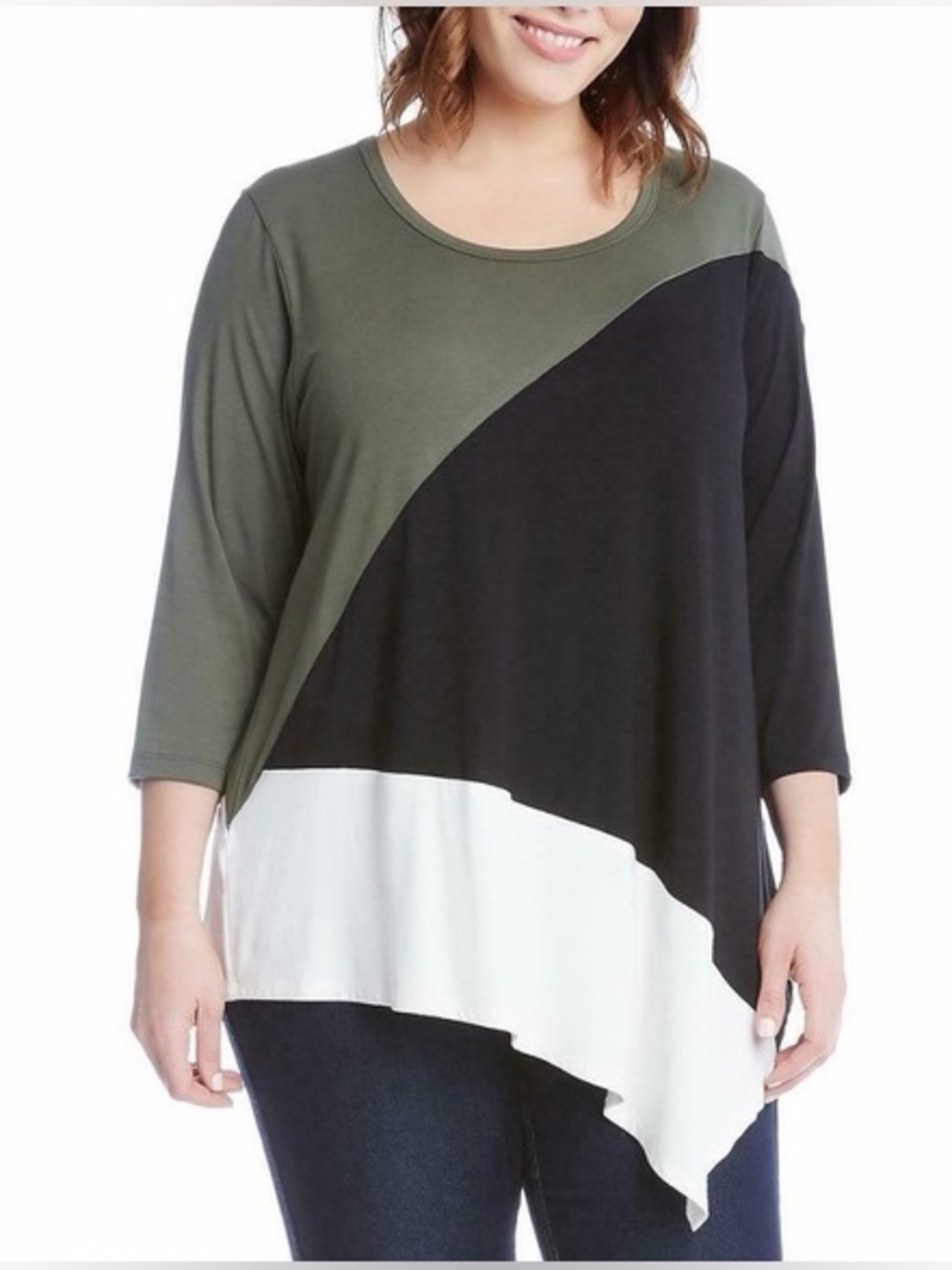 Karen Kane Color-Block Asymmetrical Tunic Top - Size 1X